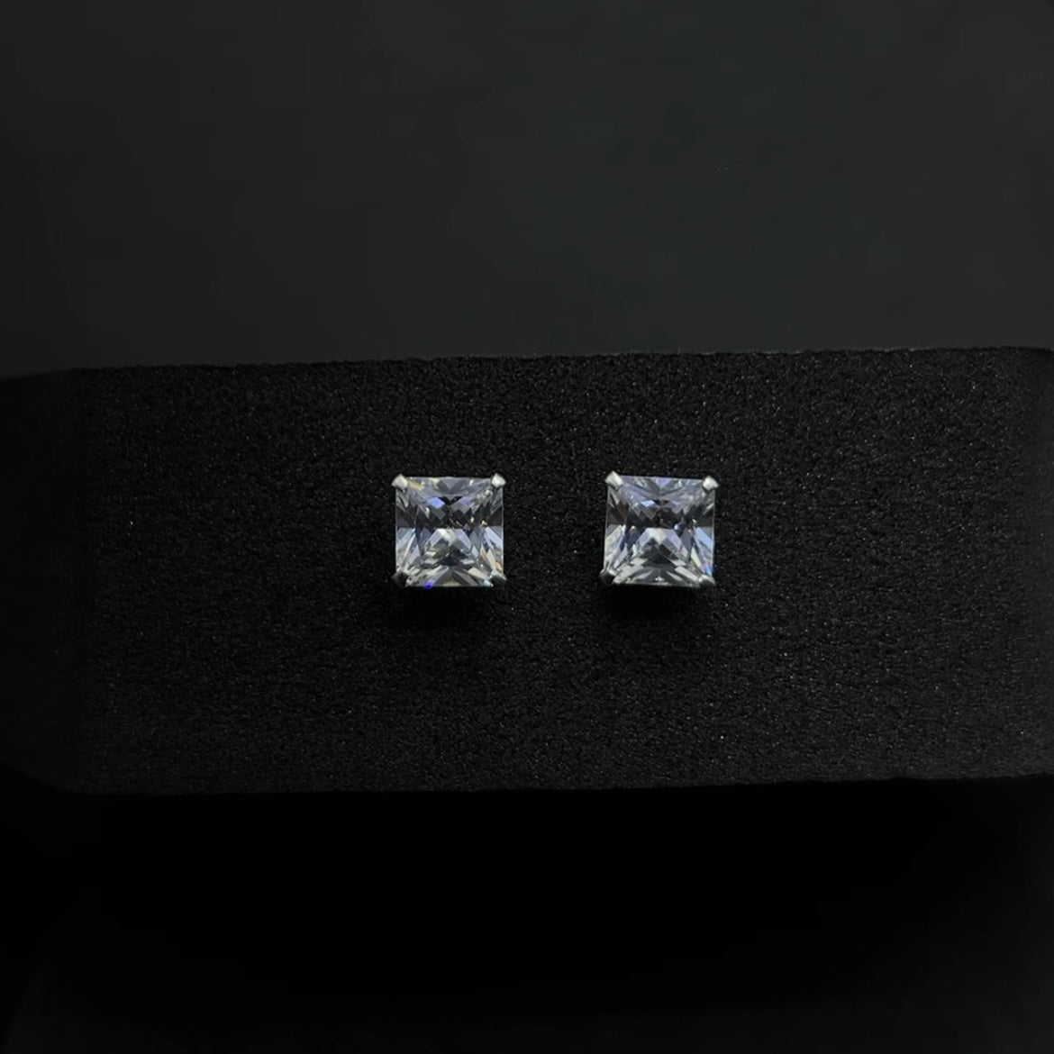 Silver Short Square Studs