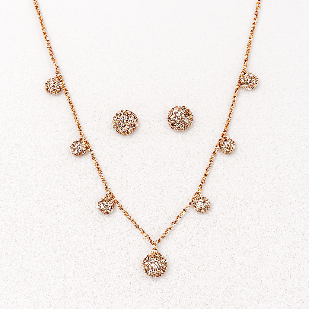 925 Sterling Silver Rose Gold Plated Esther Pendant Set