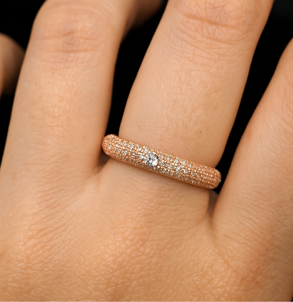 925 Sterling Silver Rose Gold Plated Lillian Ring