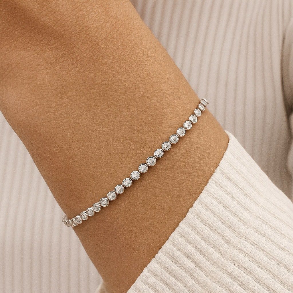 925 Sterling Silver Round Tennis Bracelet