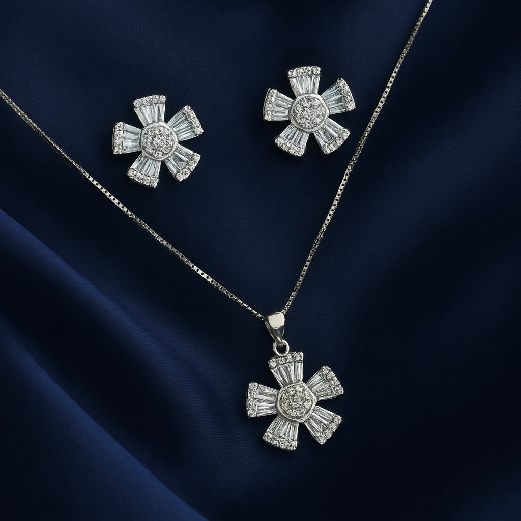 925 Sterling Silver Sage Pendant Set