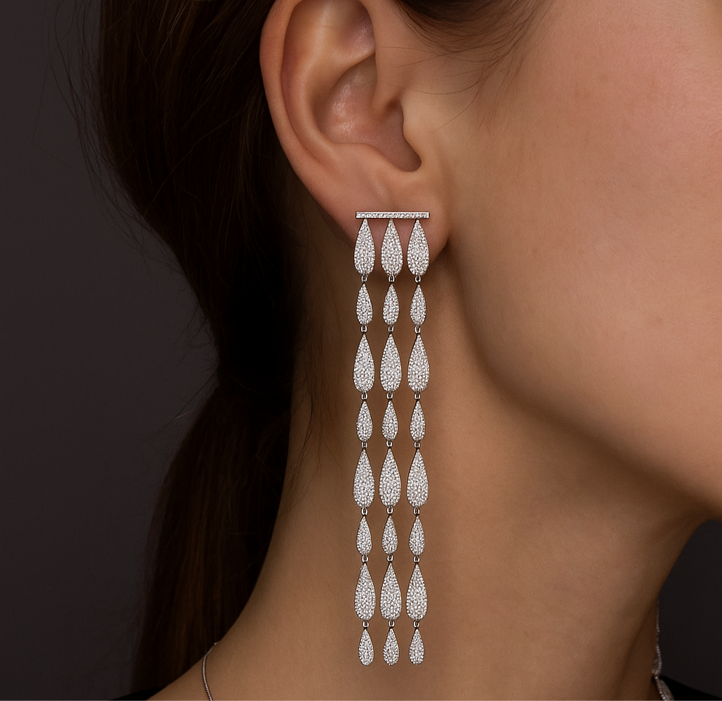 Silver Sophia Long Earrings