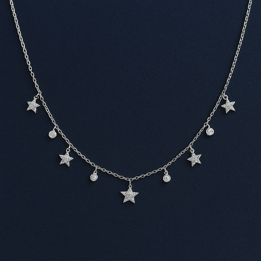 925 Sterling Silver Star Filled Necklace