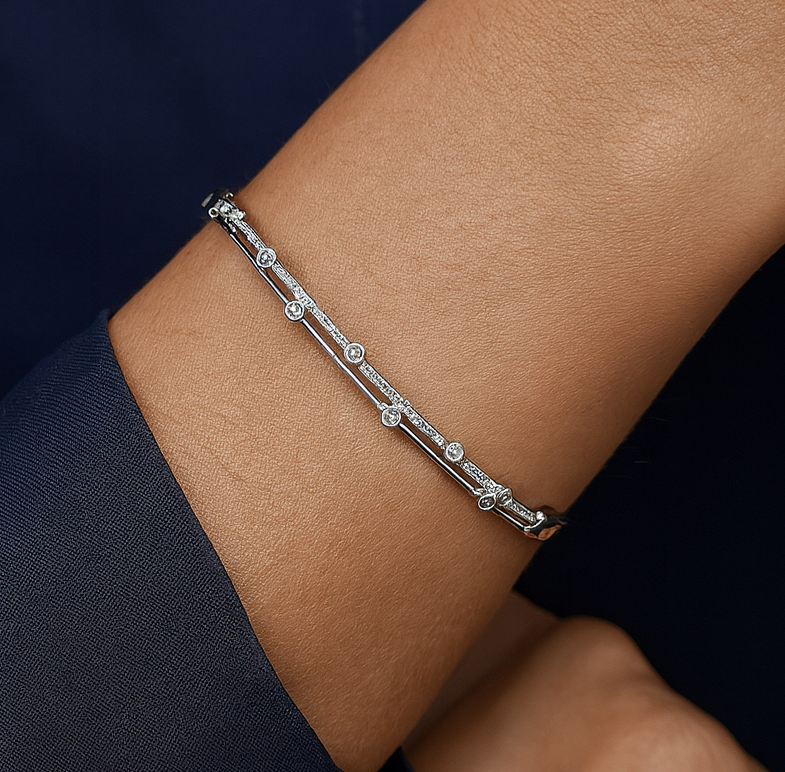 925 Sterling Silver Droplets Kada Bracelet