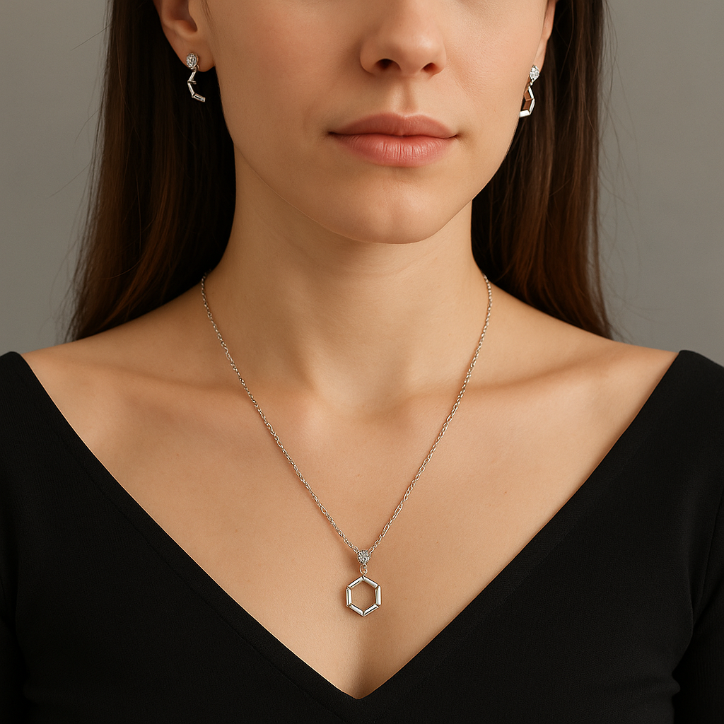 925 Sterling Silver Ember Pendant Set