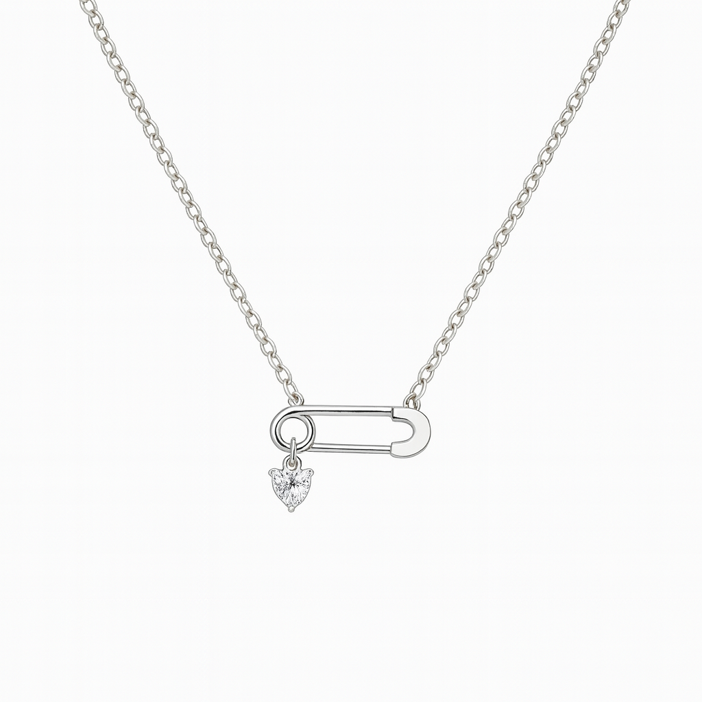 925 Sterling Silver Pin Heart Necklace