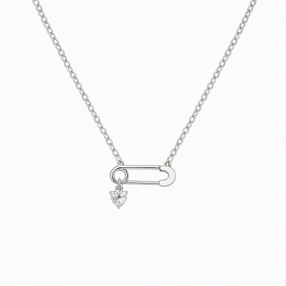 925 Sterling Silver Pin Heart Necklace
