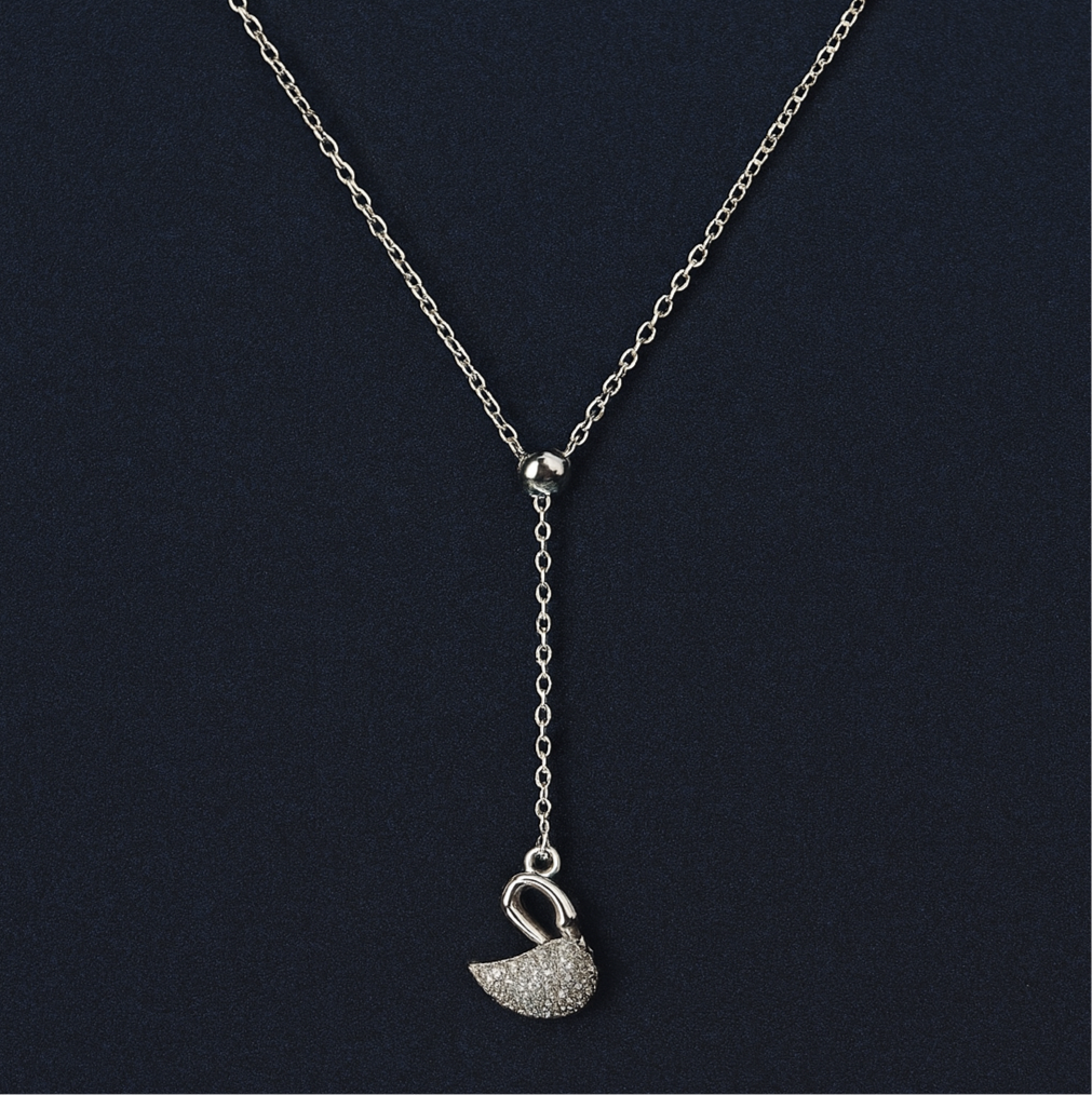 925 Sterling Silver Long Swan Necklace