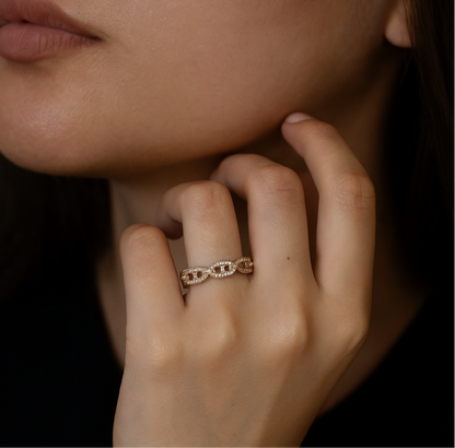 925 Sterling Silver Rose Gold Plated Scarlet Ring