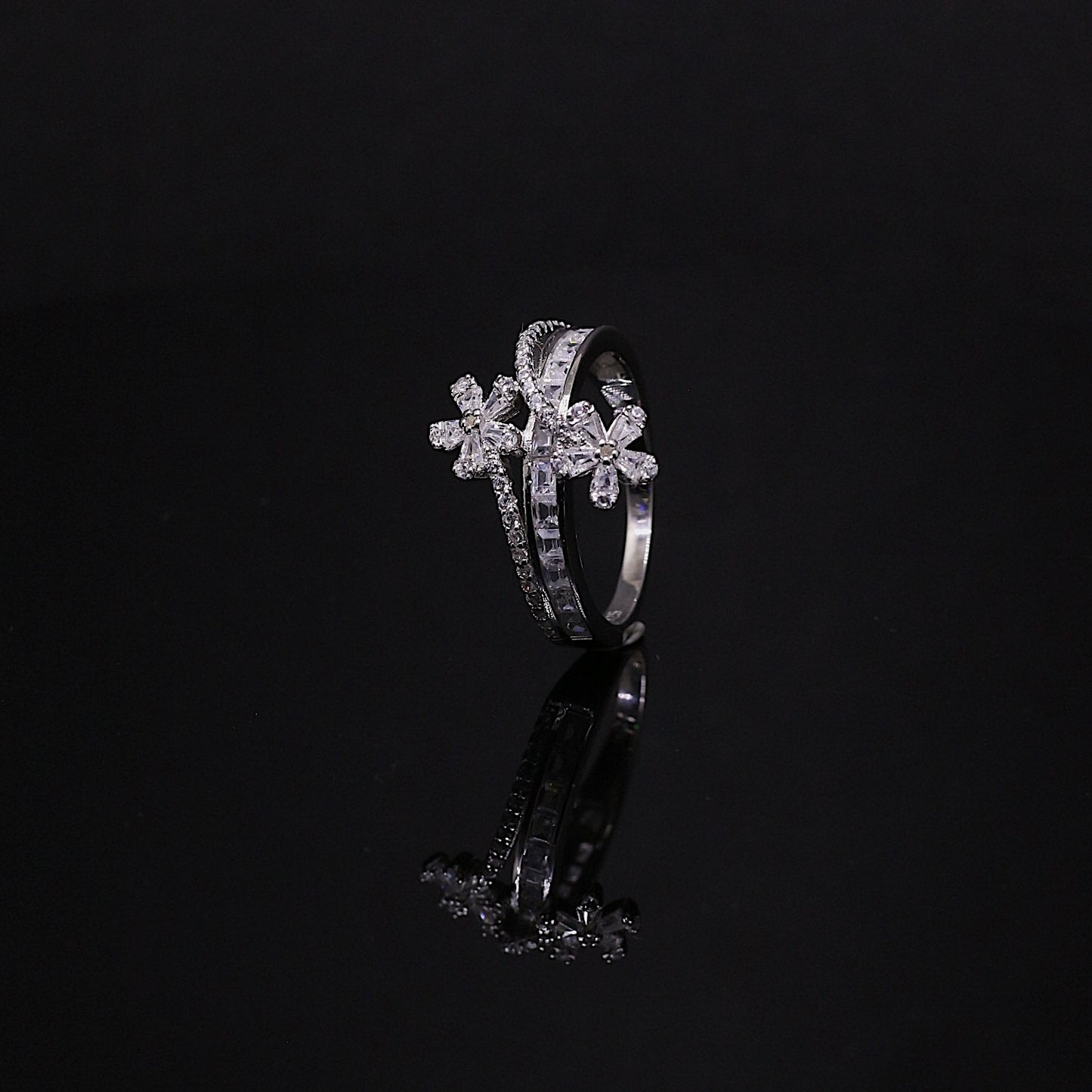 Silver Flowers Ring