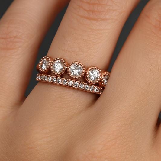 925 Sterling Silver Rose Gold Plated Syra Ring