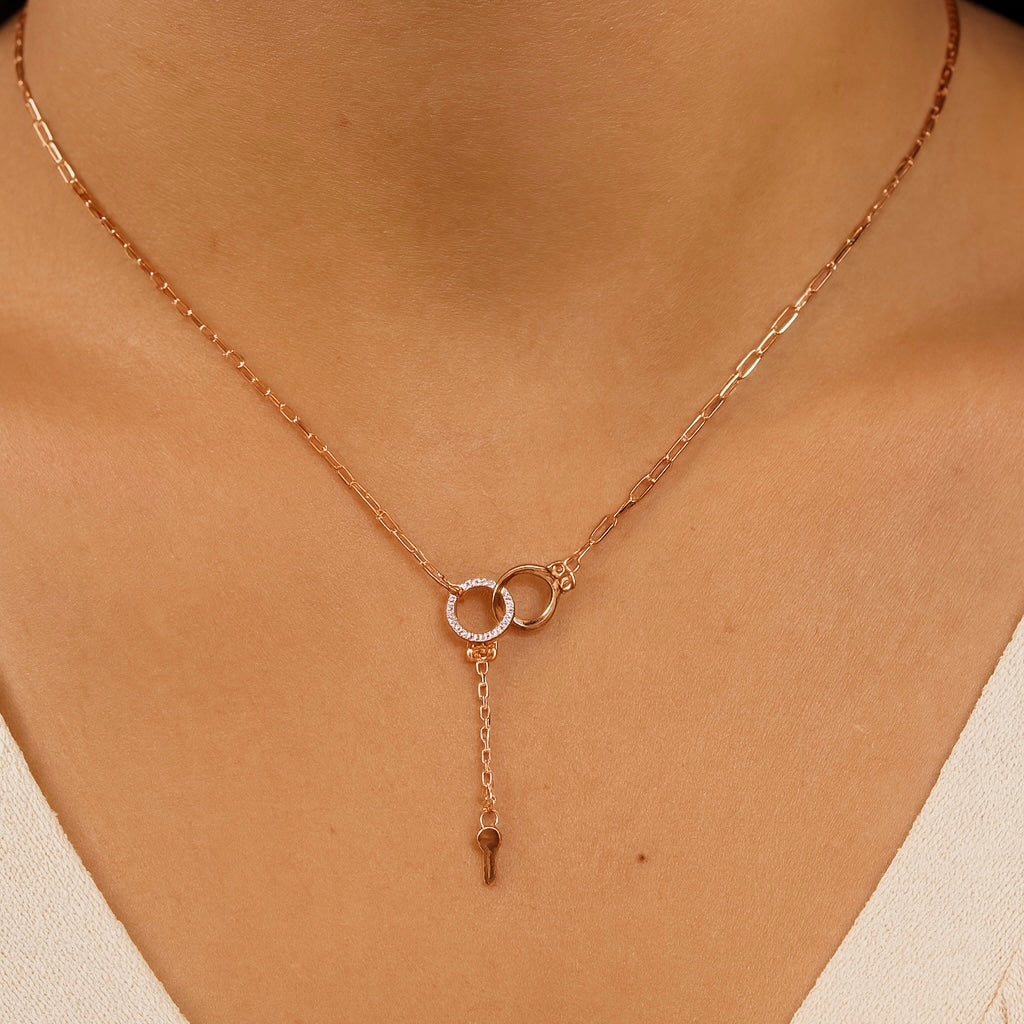 925 Sterling Silver Key Lock Necklace