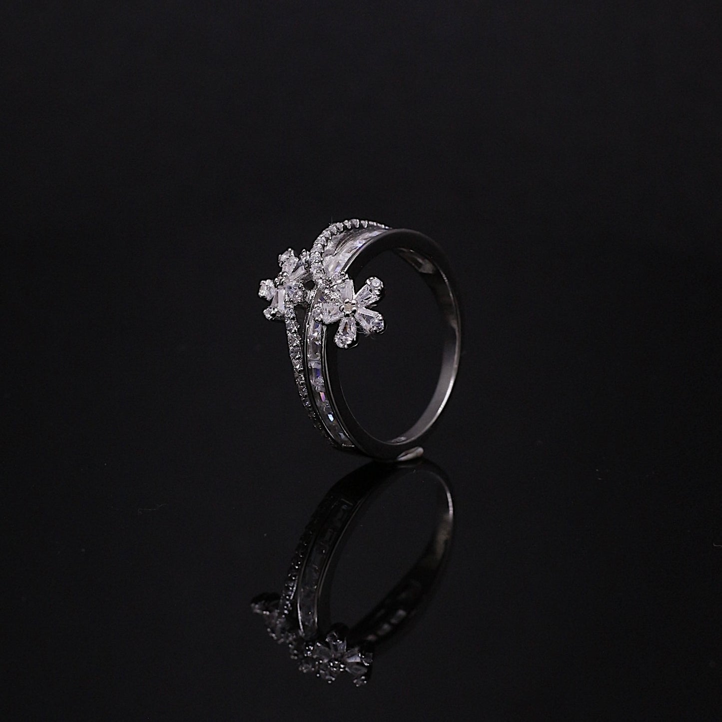 Silver Flowers Ring