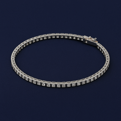 925 Sterling Silver Squared Tennis Bracelet