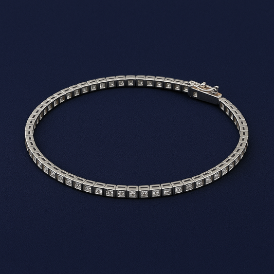 925 Sterling Silver Squared Tennis Bracelet