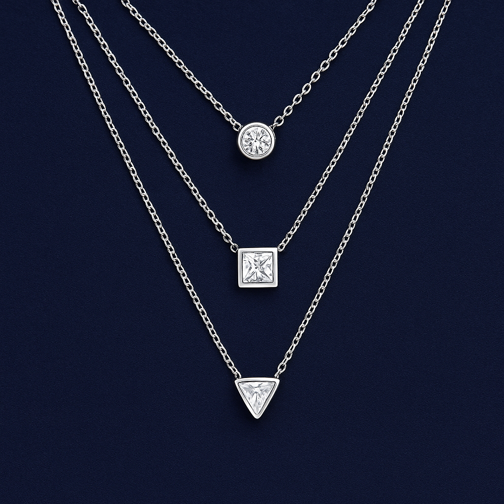 925 Sterling Silver Three Layered Necklace