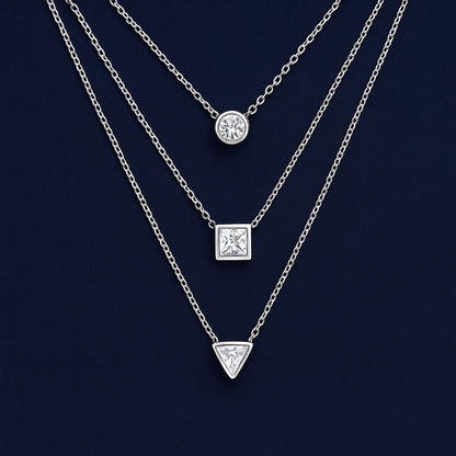 925 Sterling Silver Three Layered Necklace