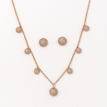 925 Sterling Silver Rose Gold Plated Esther Pendant Set