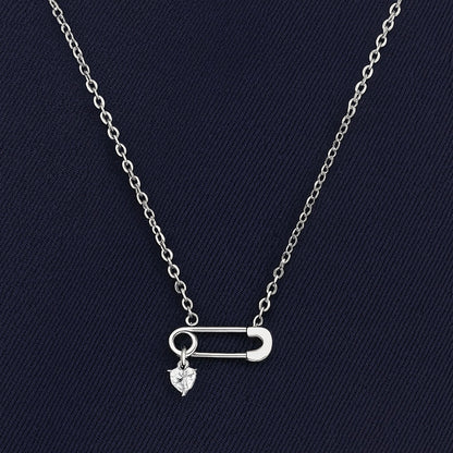 925 Sterling Silver Pin Heart Necklace