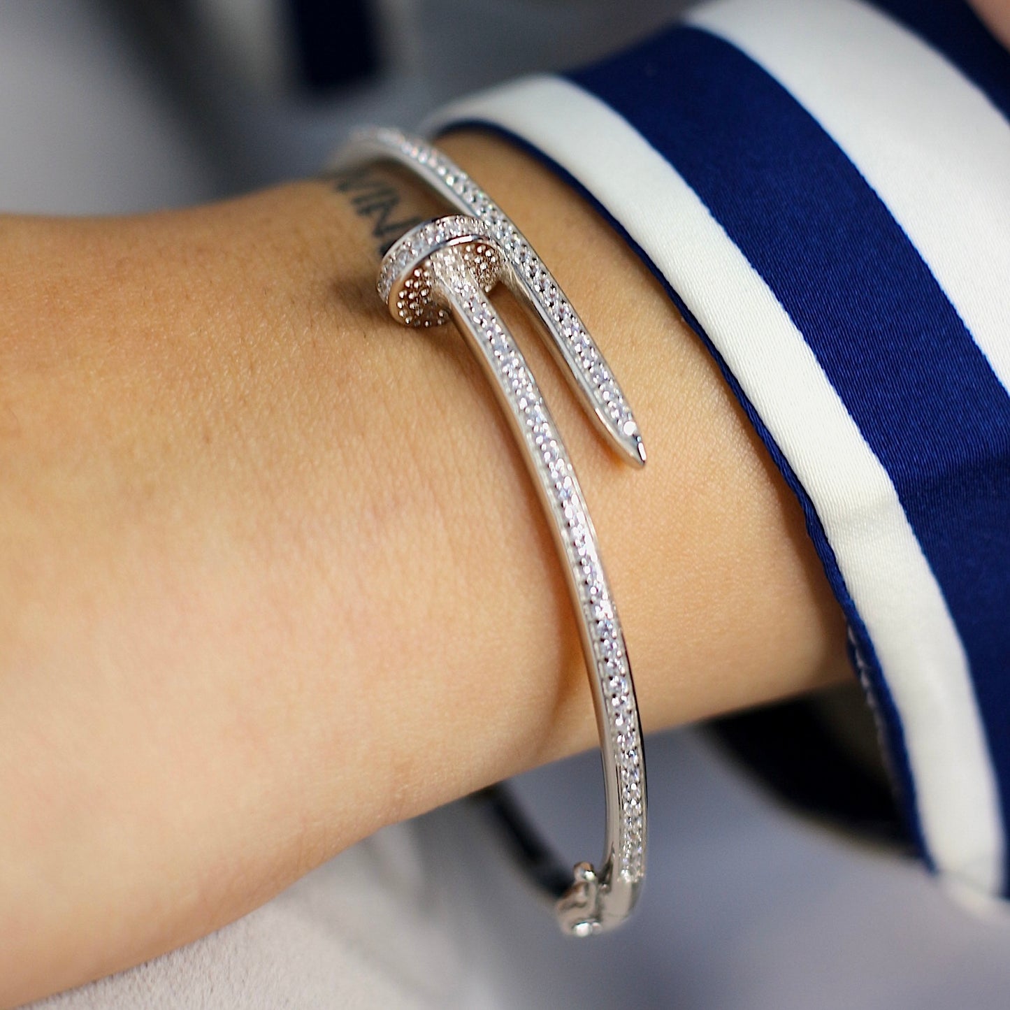 Silver Nail Kada Bracelet