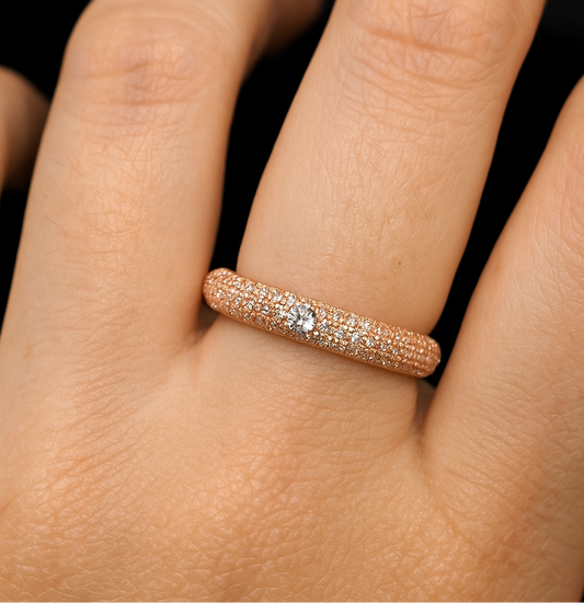 925 Sterling Silver Rose Gold Plated Lillian Ring