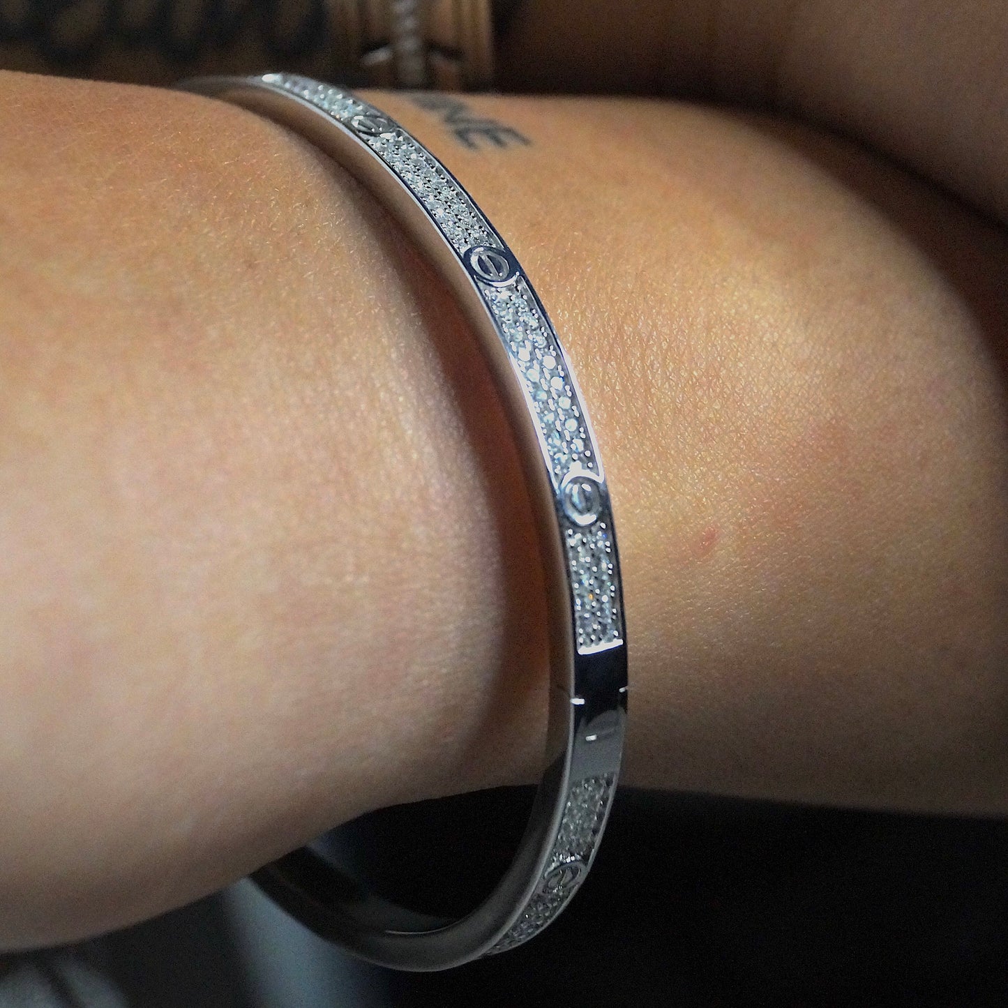 Silver Cartier Stone Kada Bracelet