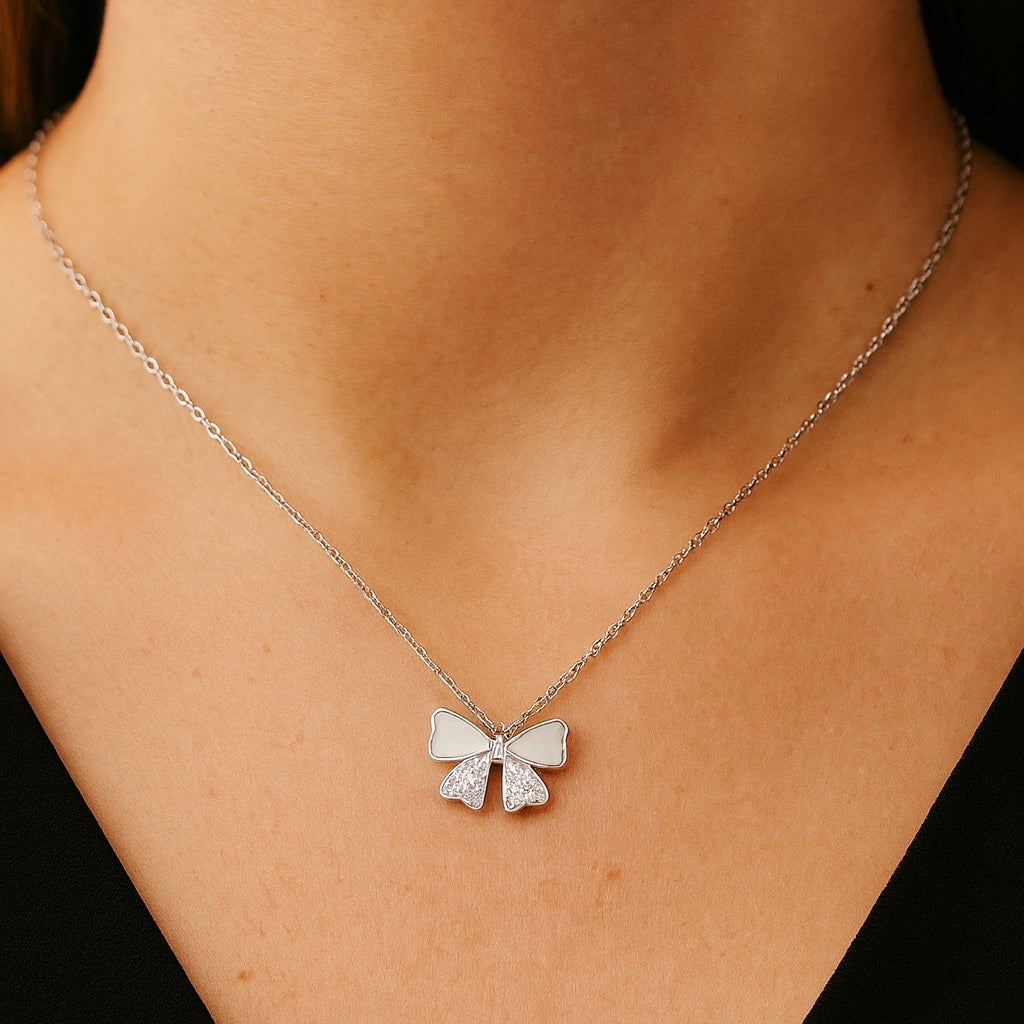 925 Sterling Silver Bow Necklace