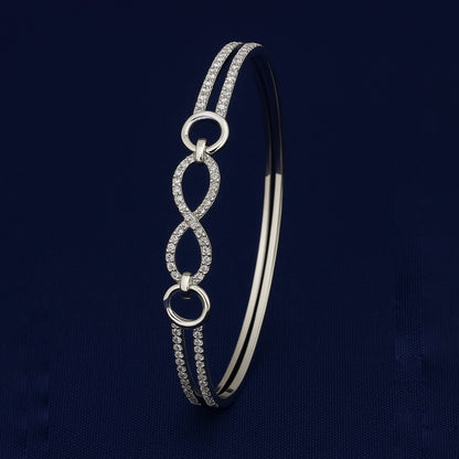 925 Sterling Silver Infinity Front Opening Kada Bracelet
