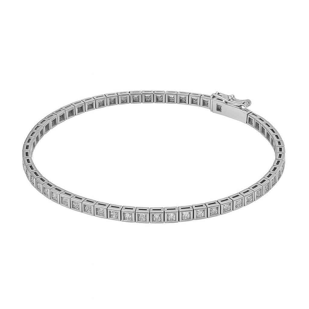 925 Sterling Silver Squared Tennis Bracelet