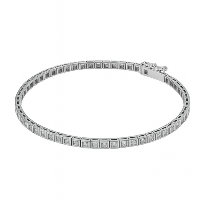925 Sterling Silver Squared Tennis Bracelet
