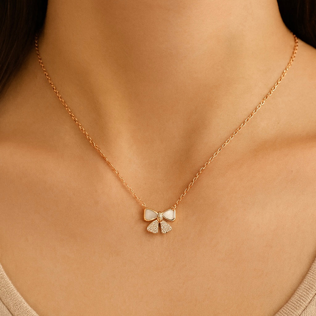 925 Sterling Silver Bow Necklace