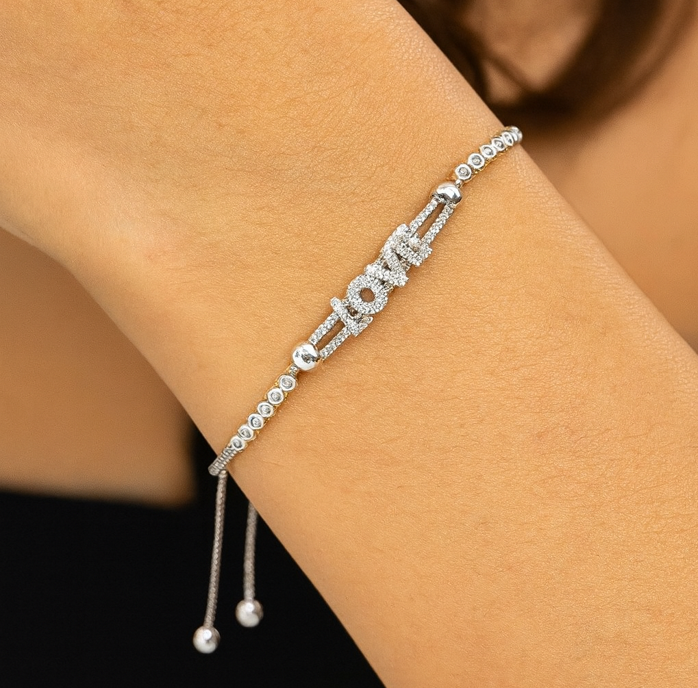 925 Sterling Silver Moving Love Bracelet