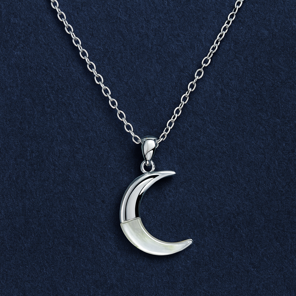 925 Sterling Silver Crescent Moon Necklace