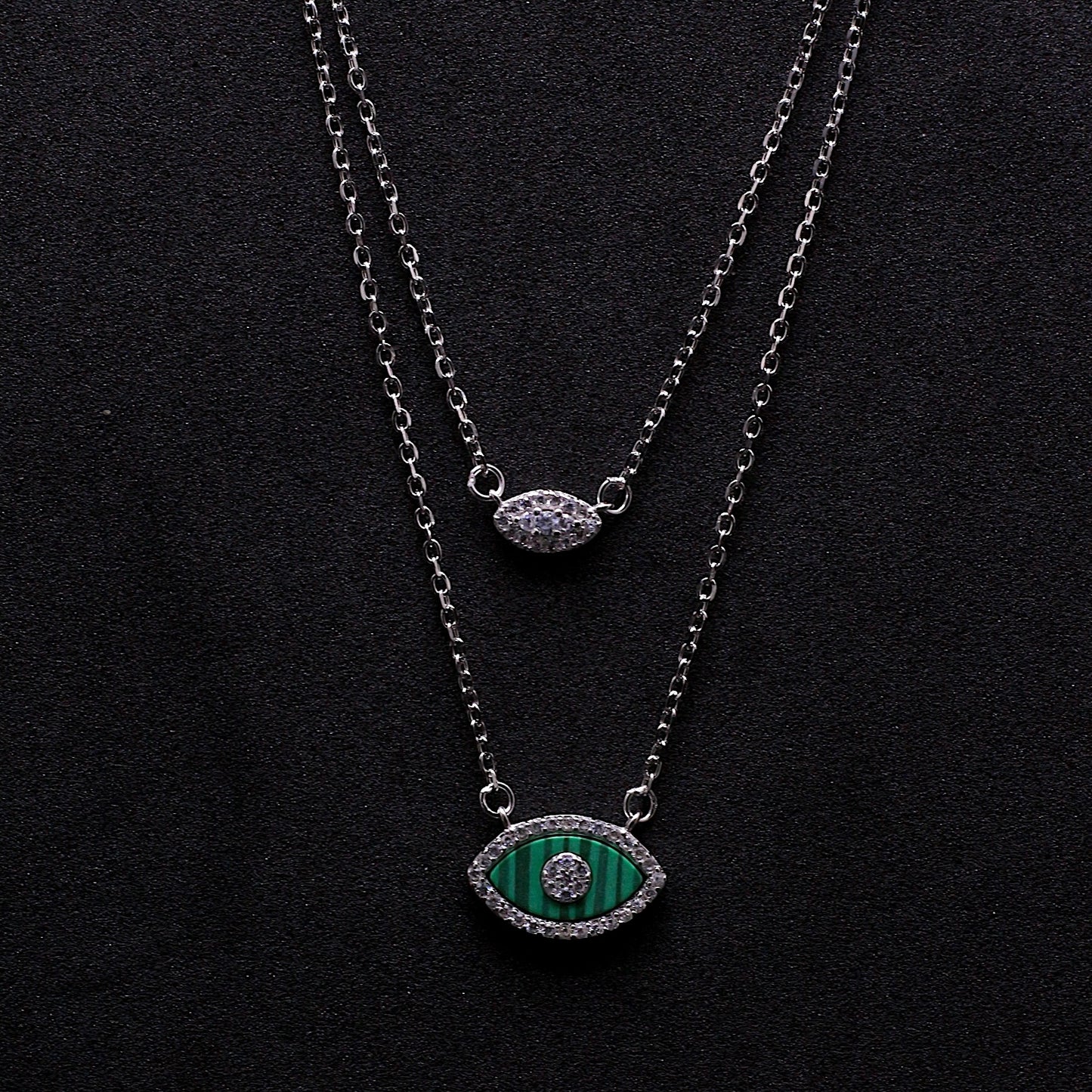 Silver Evil Eye Double Layer Necklace