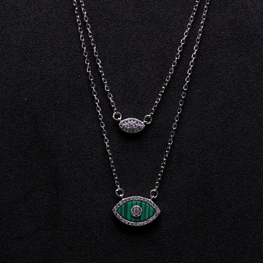 Silver Evil Eye Double Layer Necklace