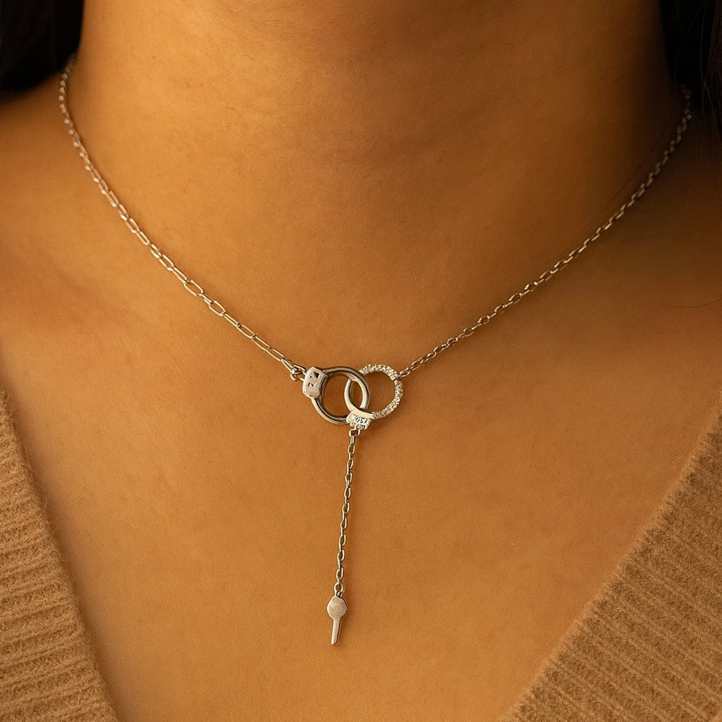 925 Sterling Silver Key Lock Necklace