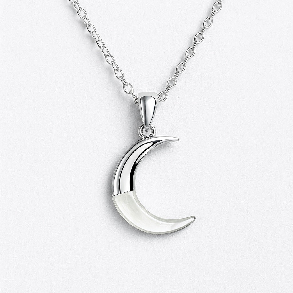 925 Sterling Silver Crescent Moon Necklace