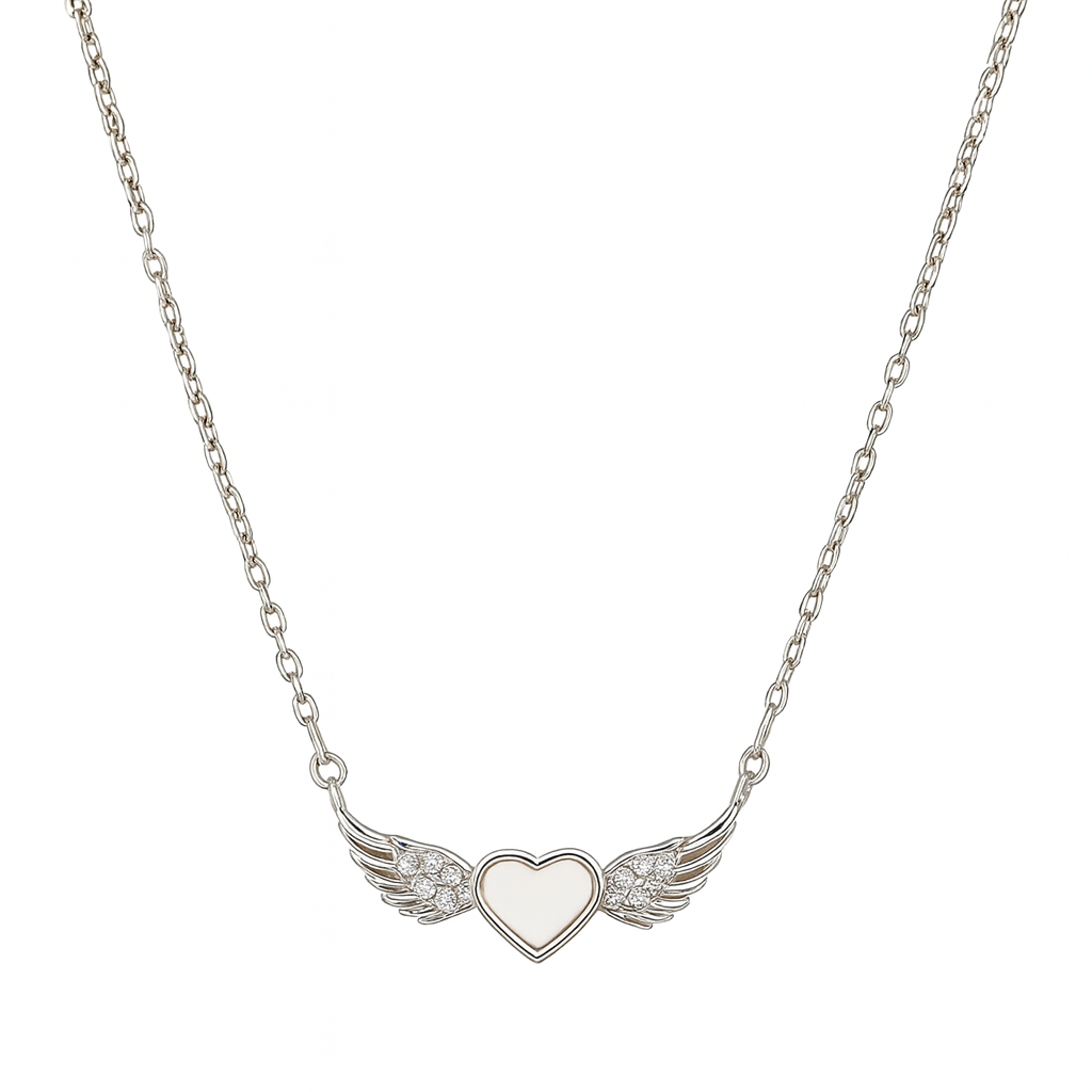 925 Sterling Silver Heart Wing Necklace