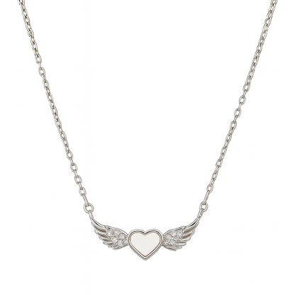 925 Sterling Silver Heart Wing Necklace
