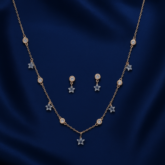 925 Sterling Silver Rose Gold Plated Stars Pendant Set