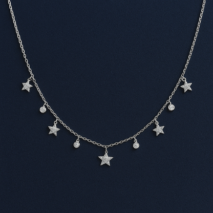 925 Sterling Silver Star Filled Necklace