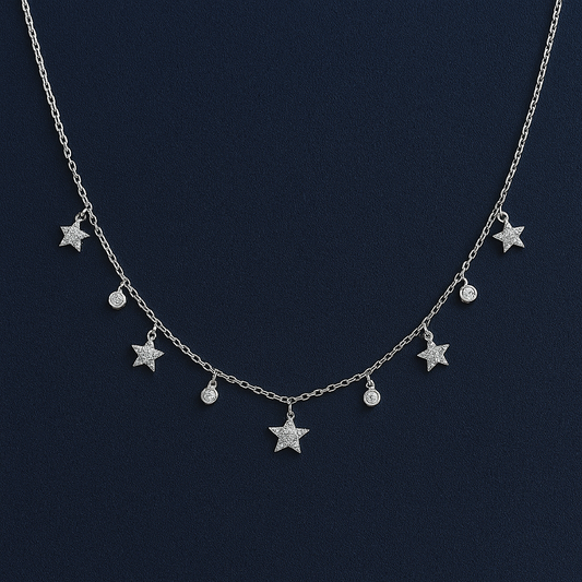 925 Sterling Silver Star Filled Necklace