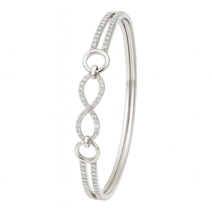 925 Sterling Silver Infinity Front Opening Kada Bracelet