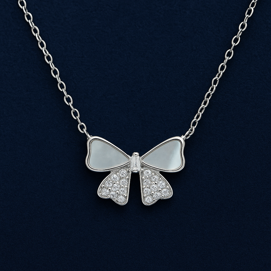 925 Sterling Silver Bow Necklace