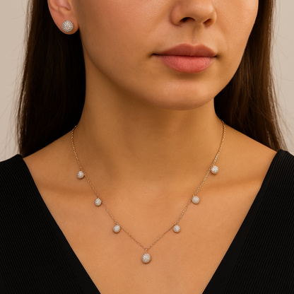 925 Sterling Silver Rose Gold Plated Esther Pendant Set