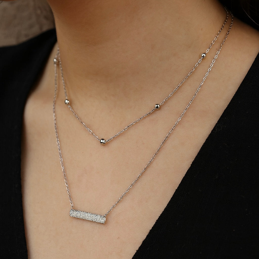 Silver Double Layer Classic Necklace