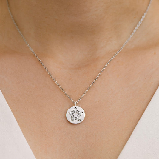 925 Sterling Silver Zircon Star Necklace