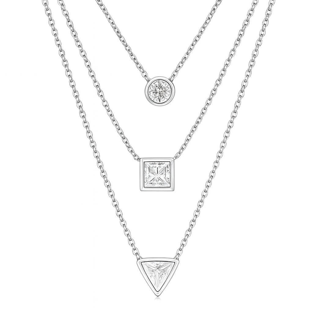 925 Sterling Silver Three Layered Necklace