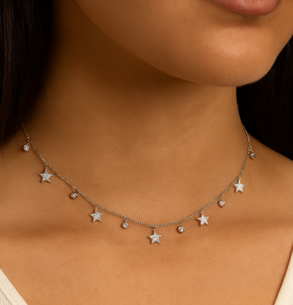 925 Sterling Silver Star Filled Necklace