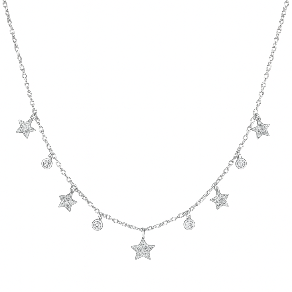 925 Sterling Silver Star Filled Necklace